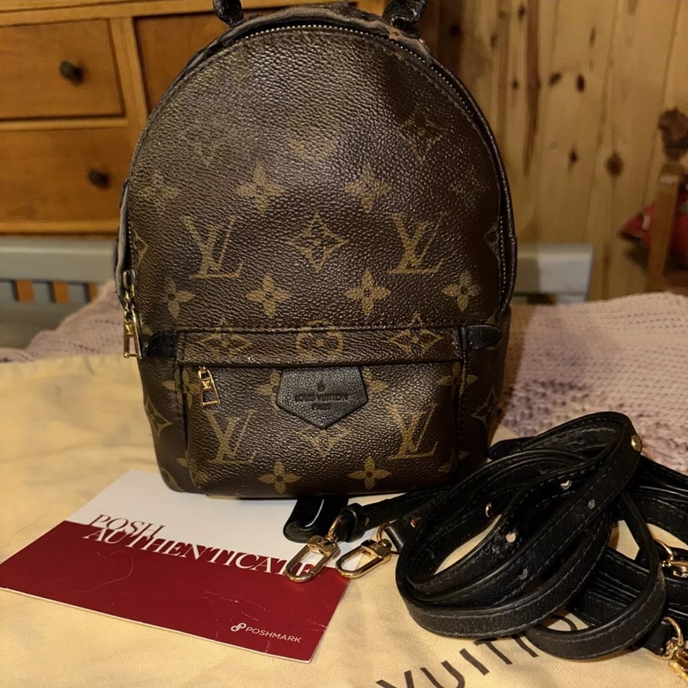 Authentic Louis Vuitton monogram Palm Springs mini backpack crossbody bag tote